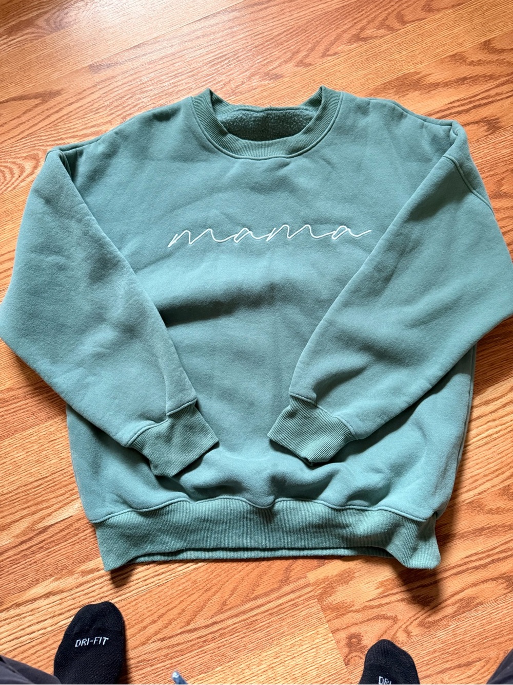 Mama Embroidered Crewneck Sweater - Green